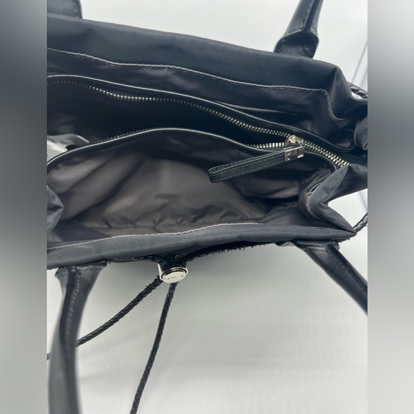 AGNÈS B. VOYAGE Black Nylon Leather Trim Tote Bag - Picture 10 of 12